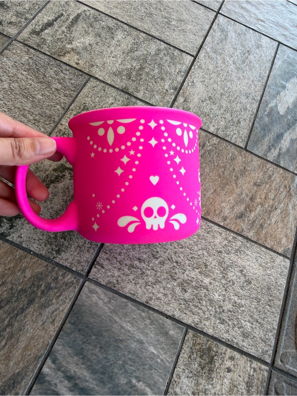 Eccolo Pink Ceramic Skull Mug